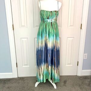BCBG 100% Silk Ombré Y2K 90s Vintage Fairy boho Princess Empire Waist Maxi Dress